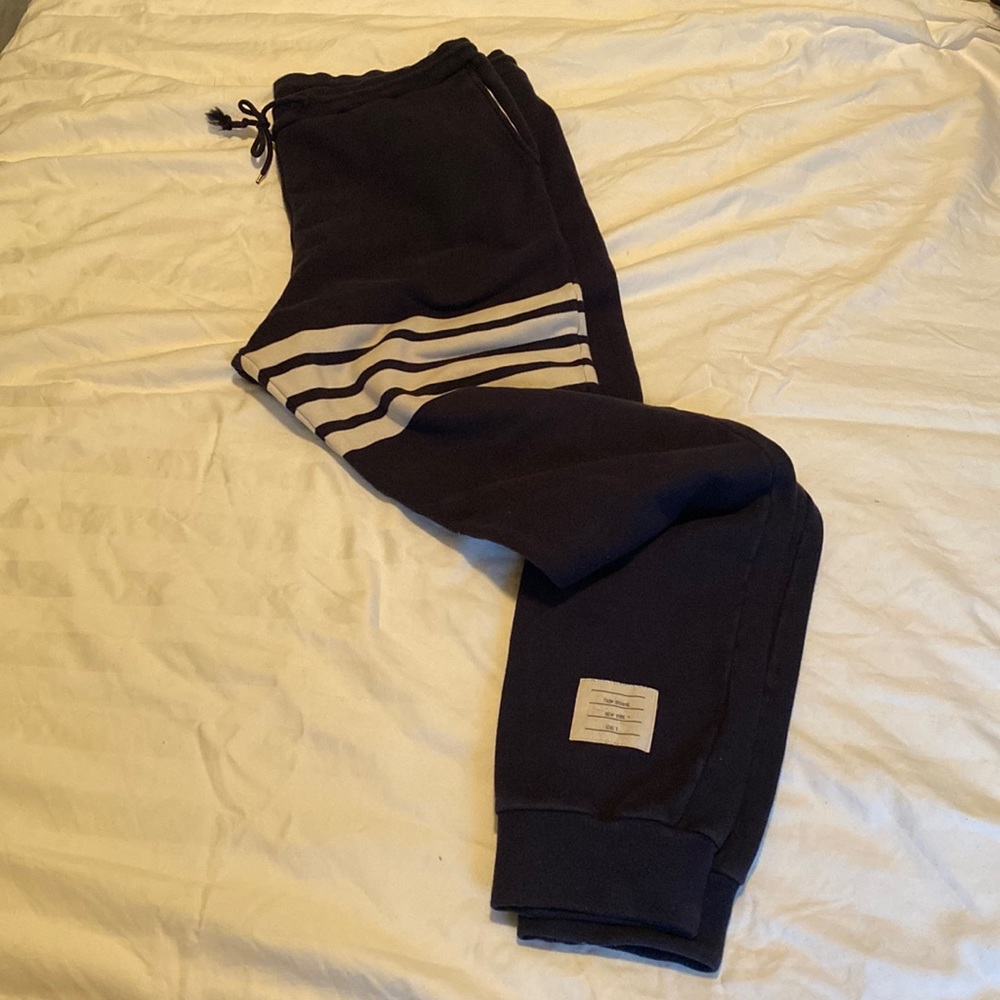 Navy Blue Thom Browne sweatpants